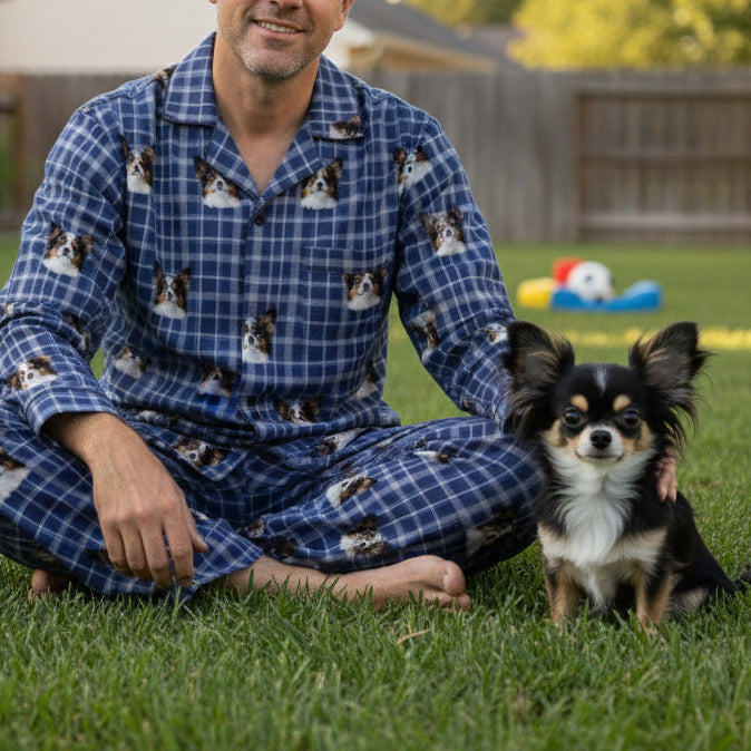 Custom Pet Face Long Sleeve Pajamas shirt & Pants