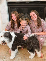 Custom Pet Face Long Sleeve Pajamas Shirt & Pants / Brown Lines