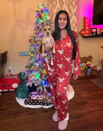 Custom Pet Face Short Sleeve Pajamas Shirt & Pants / Red