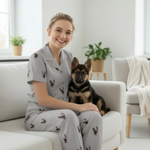 Custom Pet Face Short Sleeve Pajamas Shirt & Pants / Gray