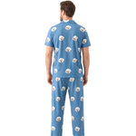 Custom Pet Face Short Sleeve Pajamas Shirt & Pants / Blue