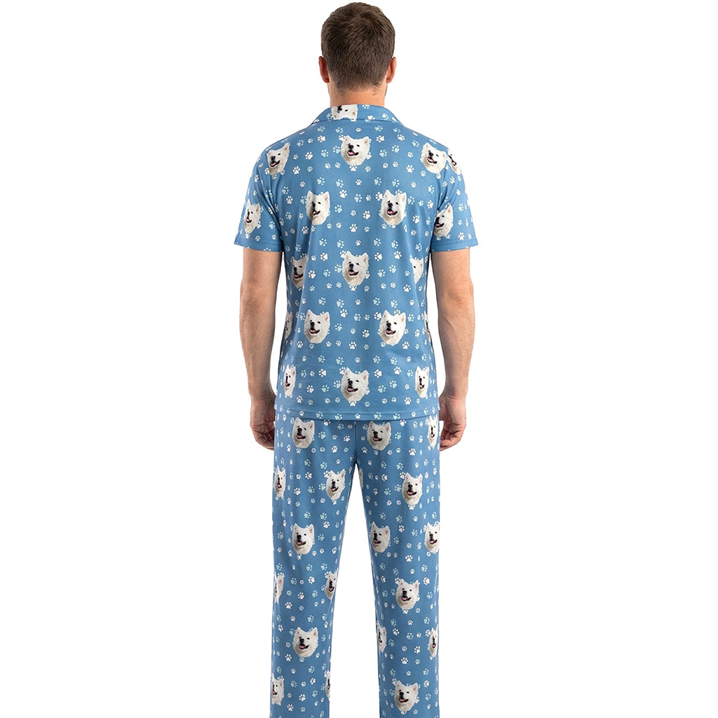 訂製寵物臉短袖睡衣和褲子 / Blue Pawz 