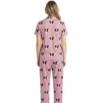 訂製寵物臉短袖睡衣套裝/棕色條紋