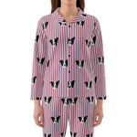 Custom Pet Face Long Sleeve Pajamas Shirt & Pants / Brown Lines