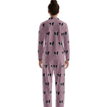 Custom Pet Face Long Sleeve Pajamas Shirt & Pants / Brown Lines