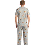 Custom Pet Face Short Sleeve Pajamas Shirt & Pants / Gray