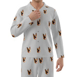 Custom Pet Face Long Sleeve Pajamas Shirt & Pants / Gray