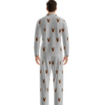 Custom Pet Face Long Sleeve Pajamas Shirt & Pants / Gray