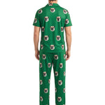 客製化寵物臉圖案短袖睡衣套裝（綠色） 