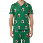 客製化寵物臉圖案短袖睡衣套裝（綠色） 