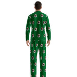 Custom Pet Face Long Sleeve Pajamas Shirt & Pants / Green