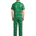 訂製寵物臉短袖睡衣和褲子/綠色爪印