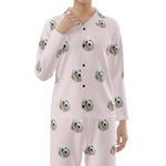Custom Pet Face Long Sleeve Pajamas Shirt & Pants / Pink Simple