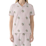 訂製寵物臉短袖睡衣套裝/粉紅色簡約款