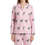 訂製寵物臉長袖睡衣套裝/粉紅色條紋