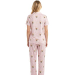 訂製寵物臉短袖睡衣和褲子 / 粉紅色爪印