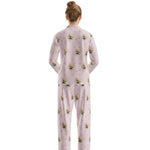 訂製寵物臉長袖睡衣和褲子 / 粉紅色爪印