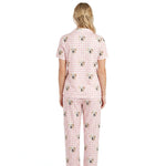 Custom Pet Face Short Sleeve Pajamas Shirt & Pants / Pink Square