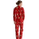 Custom Pet Face Long Sleeve Pajamas Shirt & Pants / Red Pawz